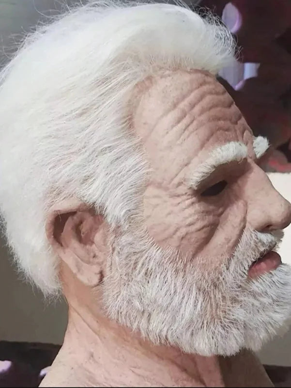 Realistic Old Man Halloween Mask - Full Face Role Play Mask for Parties & Events