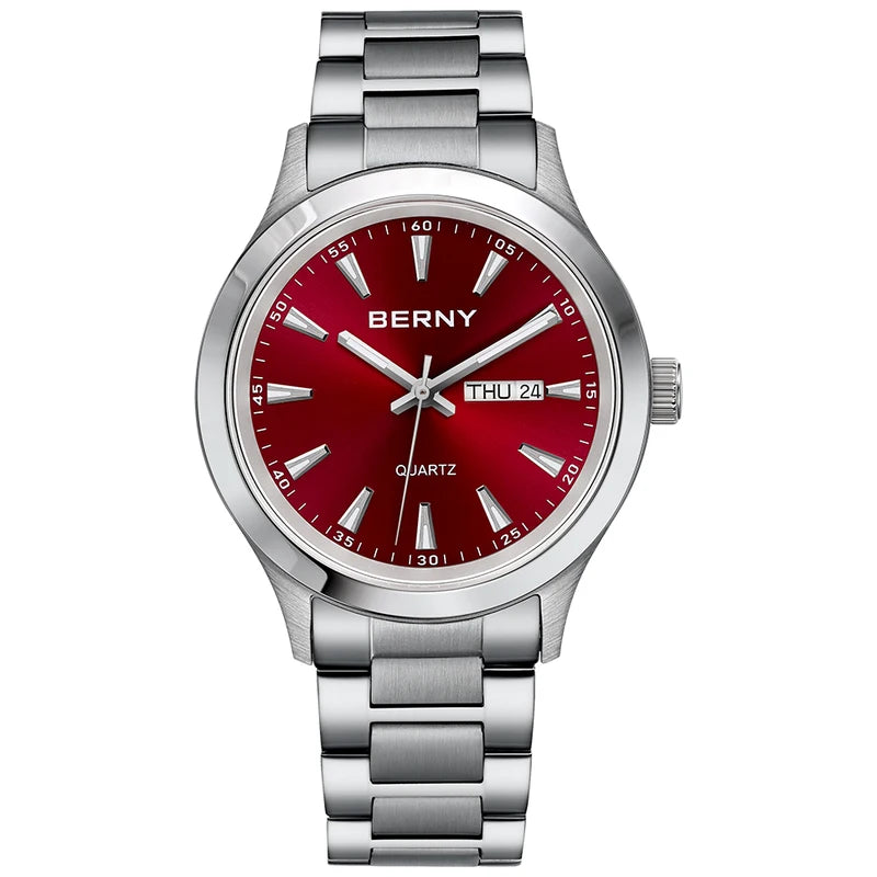 Men's Quartz Wristwatch with Luminous Hands and Date Calendar - Ultra Thin Stainless Steel Dress Watch