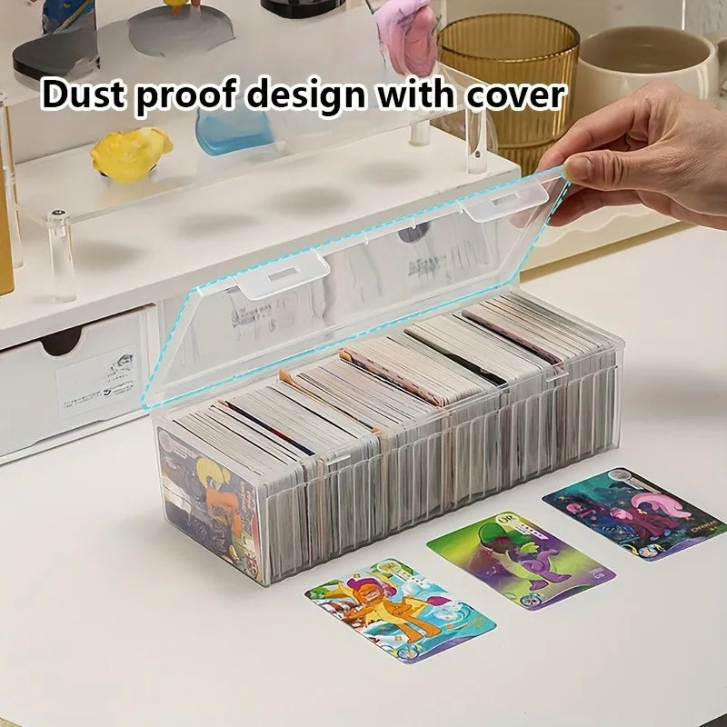 Transparent Storage Box with Lid and Removable Divider for Cards Jewelry Beads and More