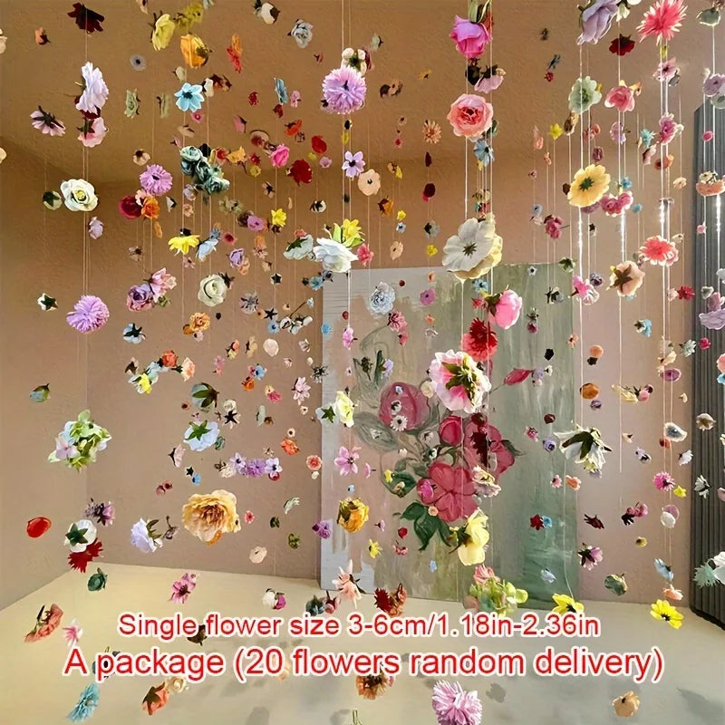 DIY Floating Flower Door Curtain Kit 20pcs Artificial Plant Scene Decoration