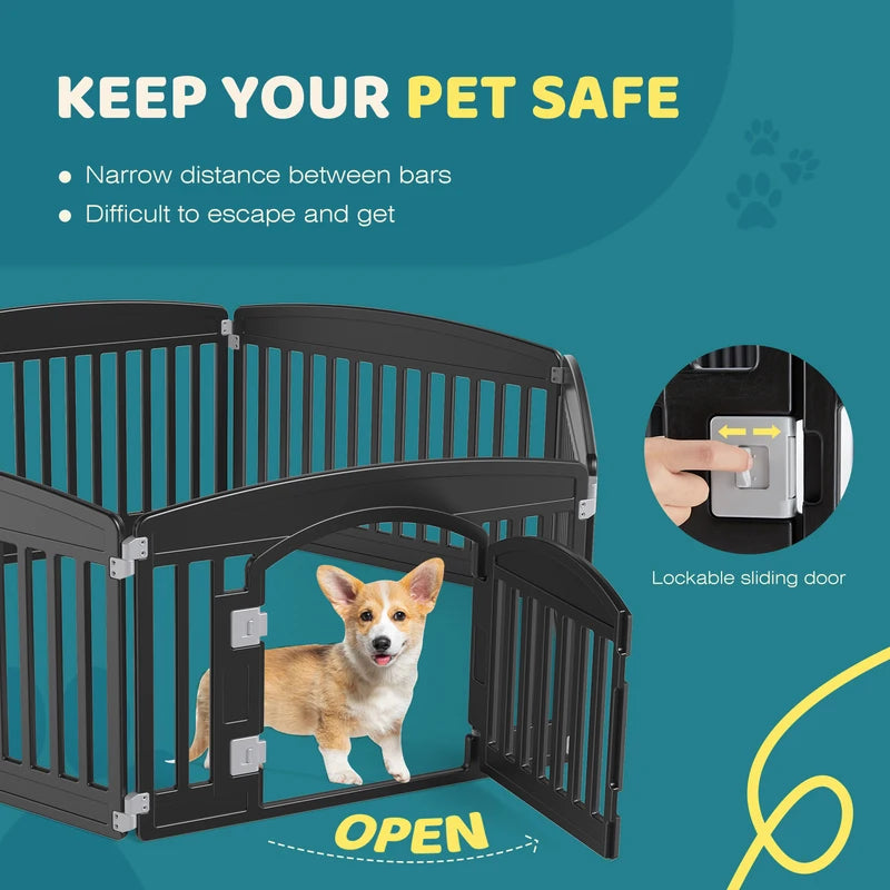Expandable Dog Playpen 6 Panels - Portable Indoor Outdoor Pet Fence for Medium Dogs