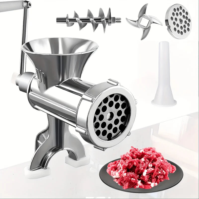 Manual Meat Grinder Stainless Steel Hand Crank Food Processor for Meat & Vegetables