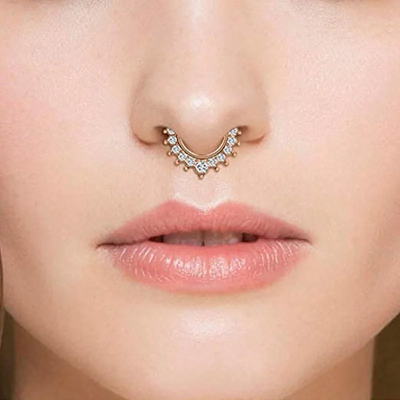 Fake Nose Septum Ring Clip On Hoop Jewelry for Women - Faux Non Pierced Earrings