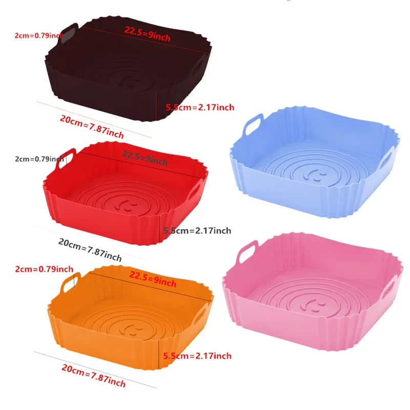 Reusable Silicone Air Fryer Pan Liner Set Non-Stick Baking Tray Accessories