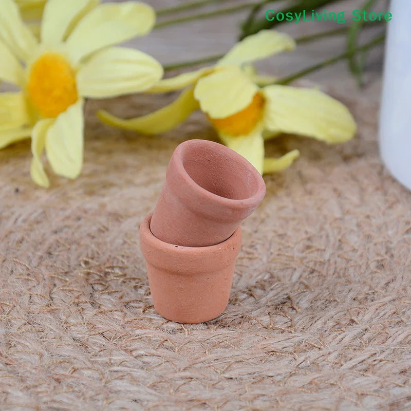 12Pcs Miniature Red Clay Flower Pots for Desktop Garden & Home Decor