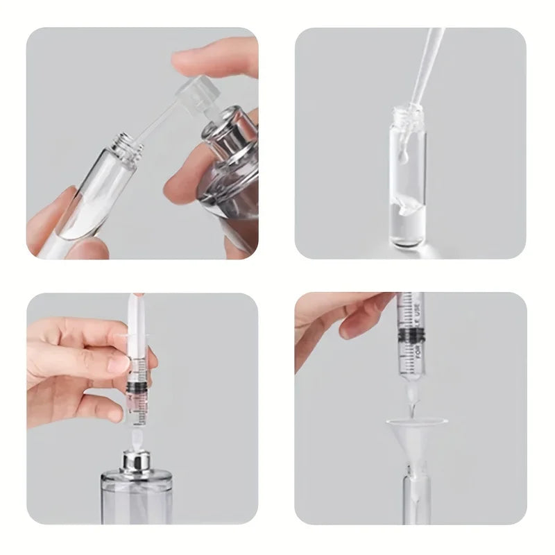 Perfume Sample Set with Plastic Funnel, Pipette, Dropper & Syringe - Travel DIY Cosmetics Kit