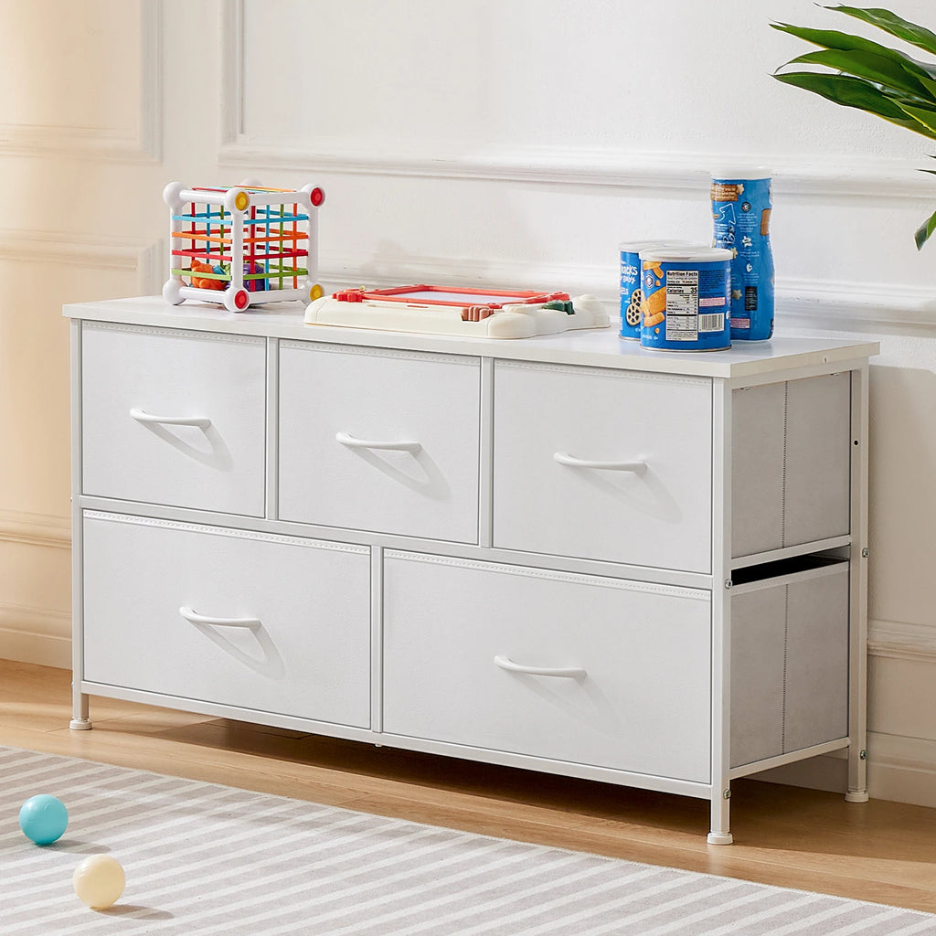 Living Room Display Cabinet with Fabric Drawers & Steel Frame - Multi-Size Storage
