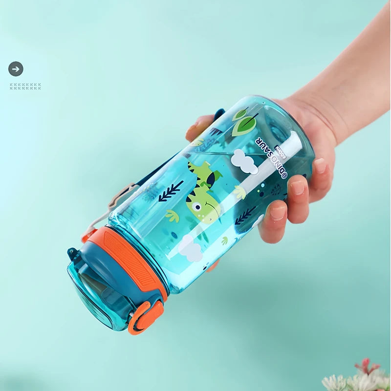 600ml Kids Water Bottle with Silicone Straw Leakproof Portable Sippy Cup for Summer