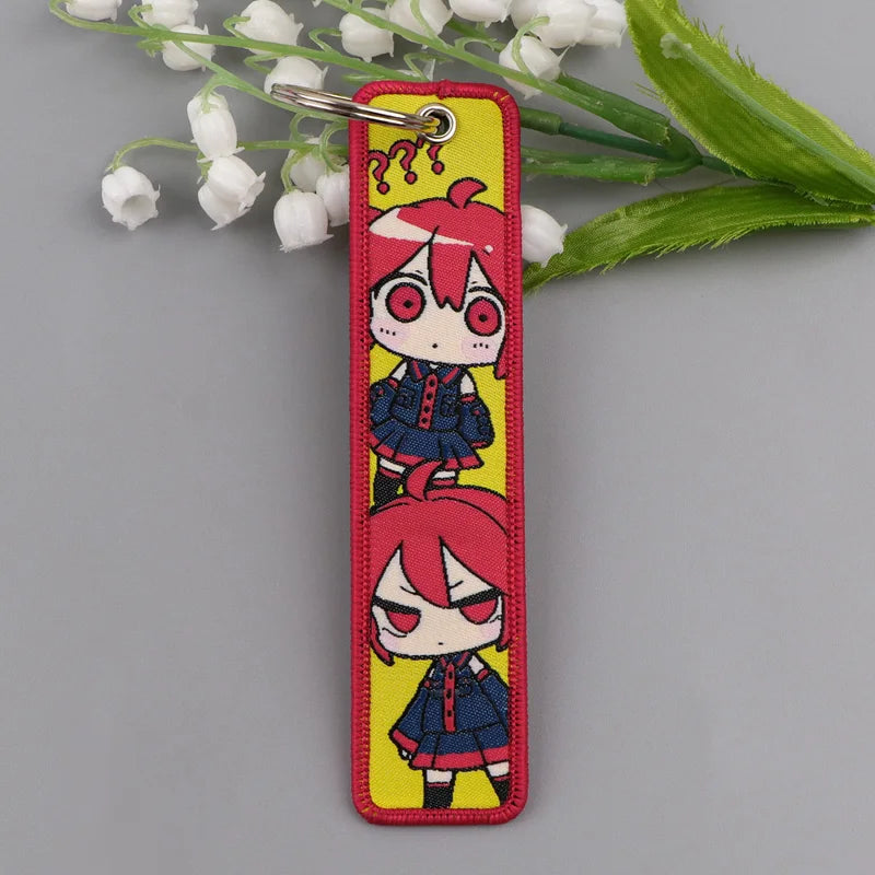 Cute Girls Embroidered Keychains - Cartoon Anime Key Fobs for Bags & Gifts