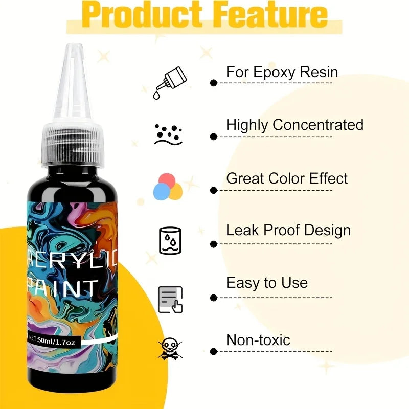 Pigment Paste for Epoxy Resin - 6 Colors Opaque Liquid Dye for Art & DIY Projects