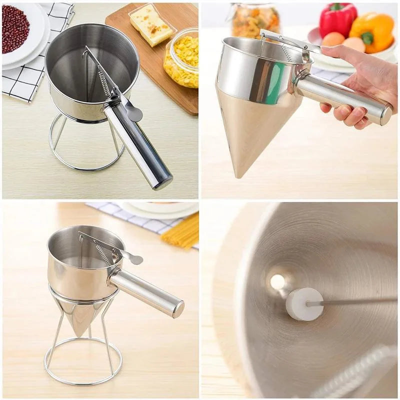 Stainless Steel Oil Dispenser Funnel with Holder 600ML/1200ML Kitchen Tool