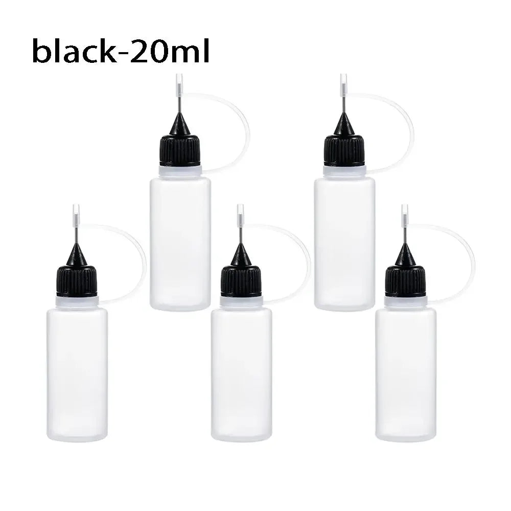 Refillable Needle Tip Glue Bottles 5pcs Set for Craft & Scrapbooking - Multiple Sizes