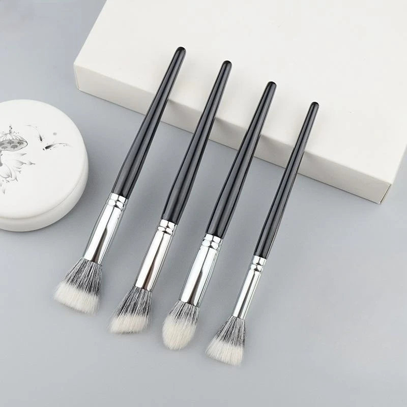 Stippling Highlight Makeup Brushes Set with Goat Hair for Blush & Foundation - Multifunctional Beauty Tools