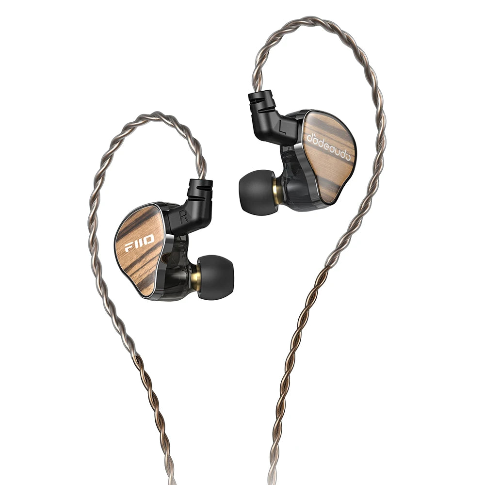FiiO JH13 Hybrid HiFi In-Ear Monitors – 1DD + 2BA Drivers, Wooden Faceplate, Detachable 0.78mm Cable