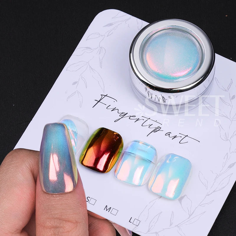 Glitter Powder for Nails - Shiny Aurora Chrome Effect Dust for Manicures
