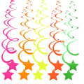 20pcs Luminous Neon Streamers and Hanging Swirl Garland for Neon Party Decor