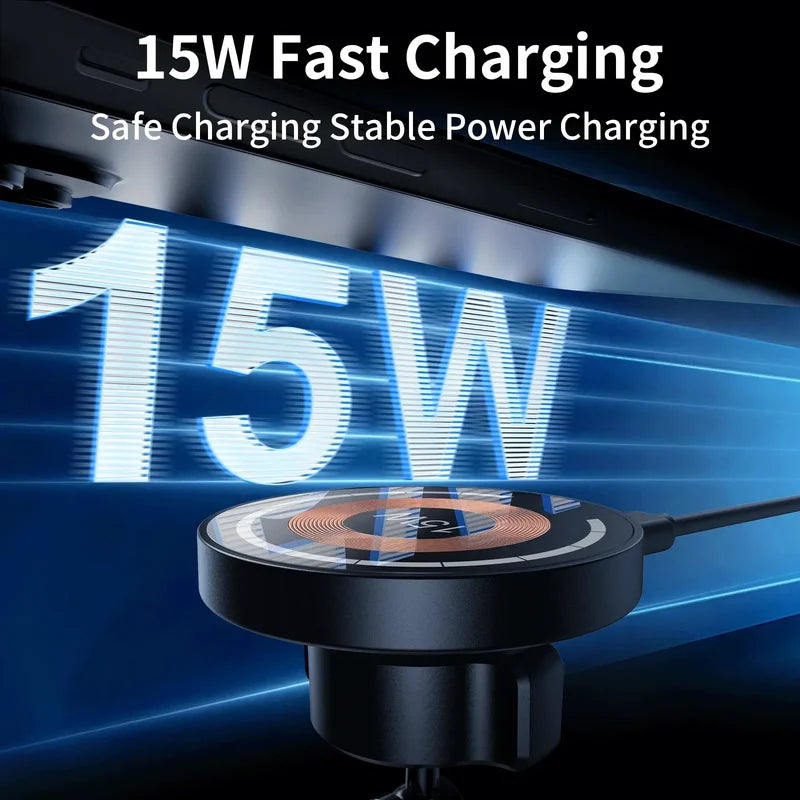 Magnetic Car Phone Holder Wireless Charger 360° Rotation for Smartphones