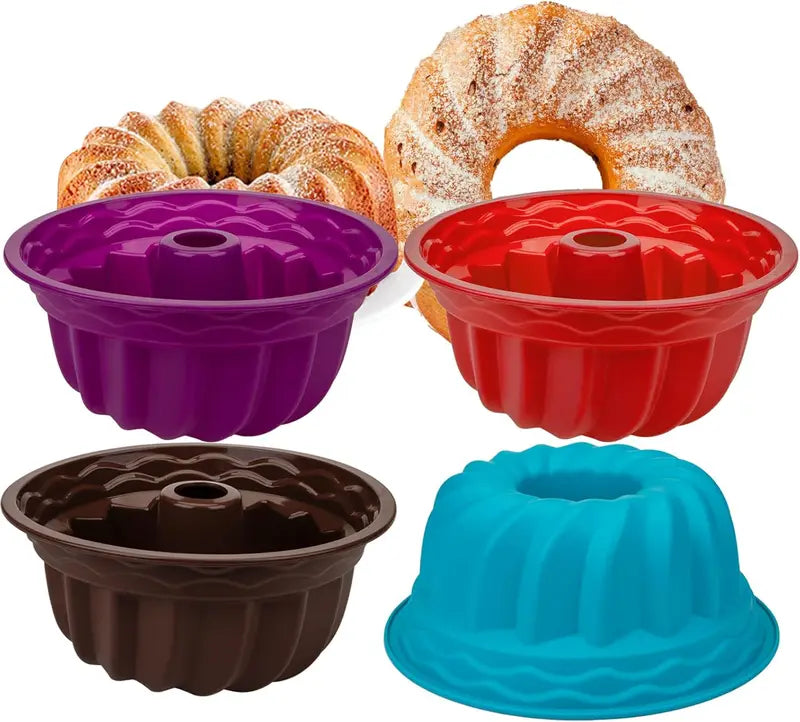 Silicone Fluted Tube Pans - Non-Stick Baking Mold for Cakes, Bread, Gelatin & Jello