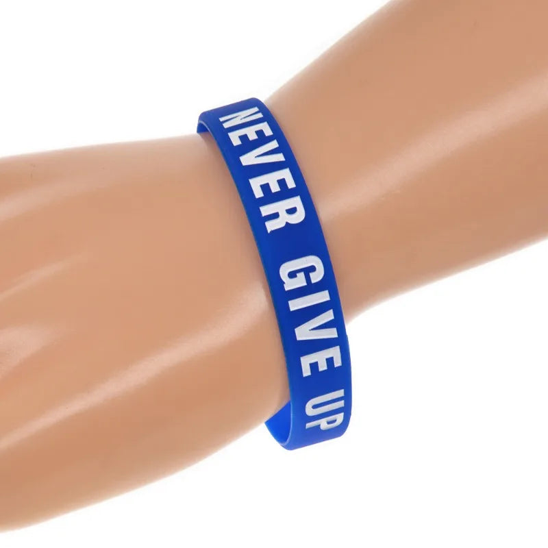 Motivational Silicone Wristband Never Give Up Inspirational Sports Band
