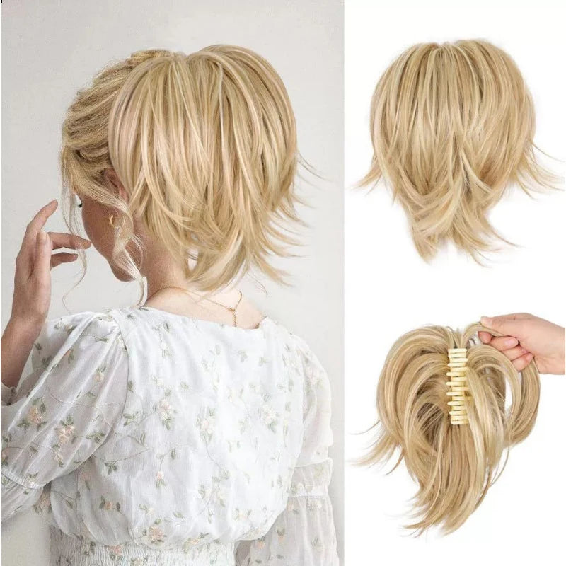 Pinch Style Messy Chicken Coop Head Wig Ponytail Bun Hair Accessory - Multiple Colors