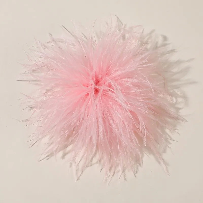 Large Ostrich Feather Brooch 8-10cm Handmade Artificial Feather Jewelry