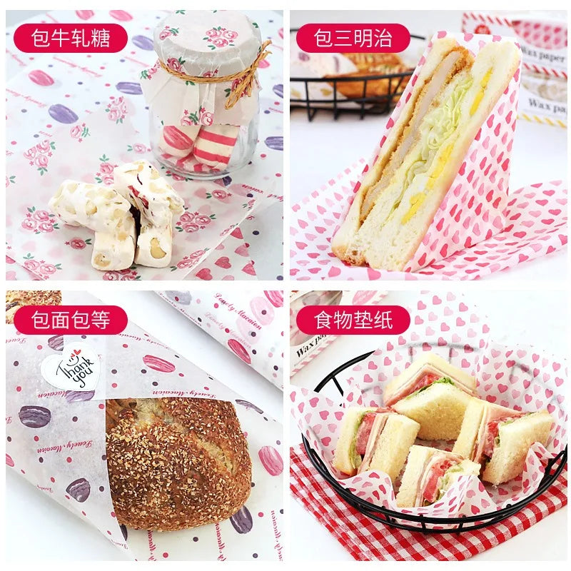 50Pcs Food Grade Wax Paper Food Wraps for Baking & Sandwiches