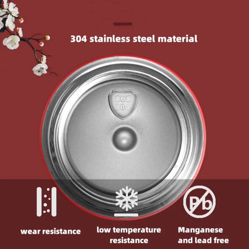 Chinese Style Insulated Water Bottle with Temperature Display - Retro Stainless Steel Flask for Hot & Cold Drinks