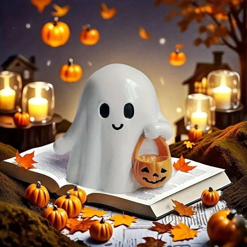 Cute Anime Pumpkin Statue 1/2Pcs Halloween Home Decor Lanterns - Light Grey & Green