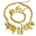 Vintage Jewelry Set with Beads Chain Ceramic Heart and Eye Drop Charm