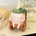 Cute Ghost Resin Succulent Planter with Rocking Chair Shape for Home Office Decor