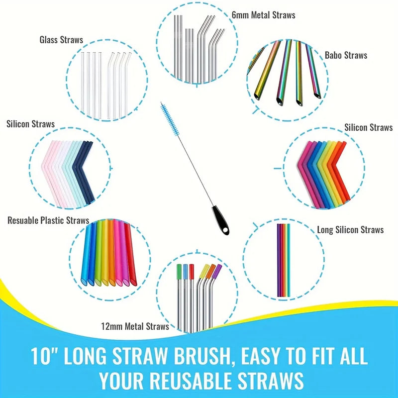 3-in-1 Stainless Steel Water Bottle Cleaning Brush Set Long Handle Kitchen Scrubbing Tools