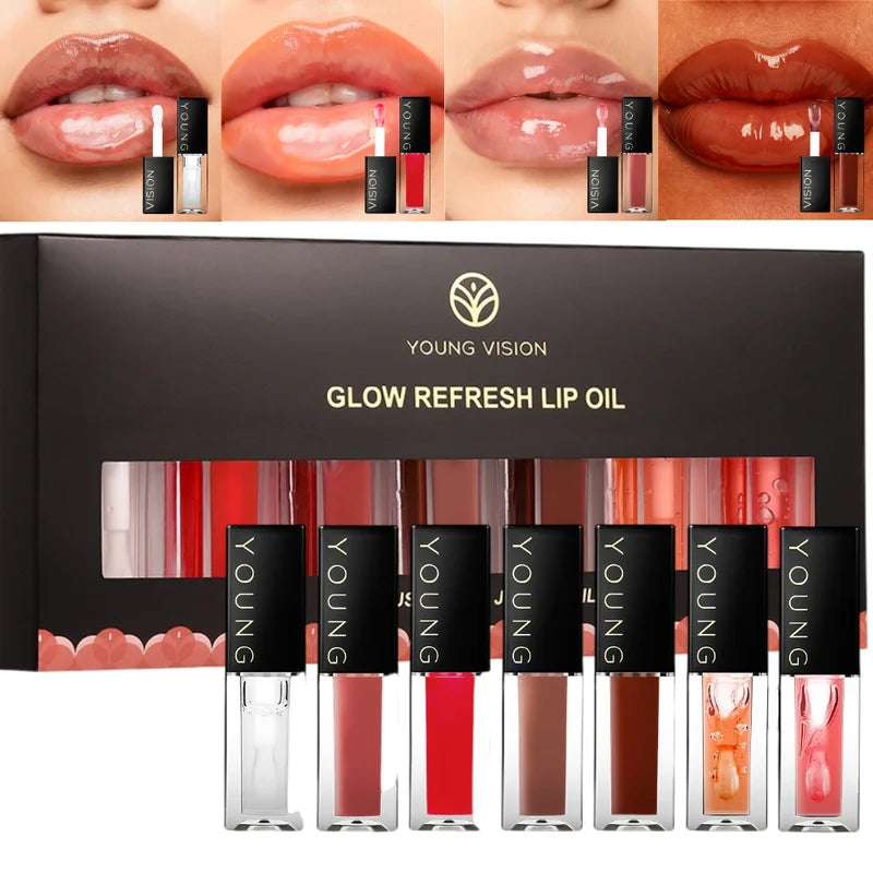 Moisturizing Lip Oil Set - Plumping Tinted Lip Gloss 7 Colors