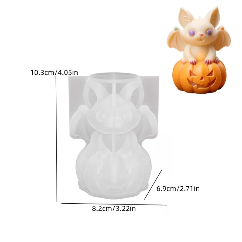 Pumpkin and Bat-Shaped Scented Candle Molds for Halloween Decor - Silicone Candle Making Tools