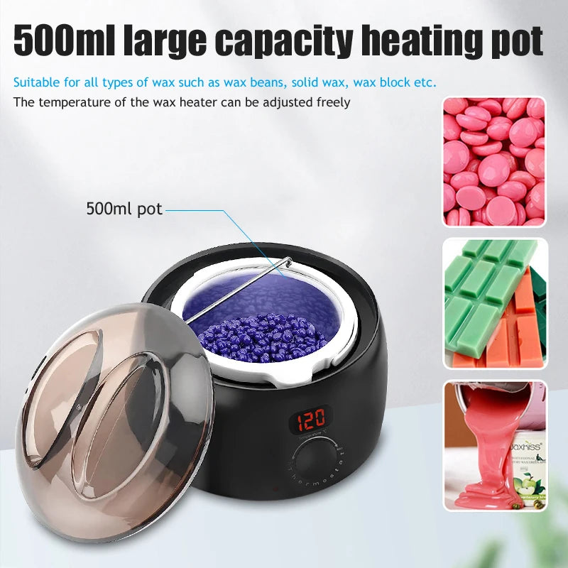 500ml Wax Heater Machine for Hair Removal with Digital Display - Wax Melting Pot