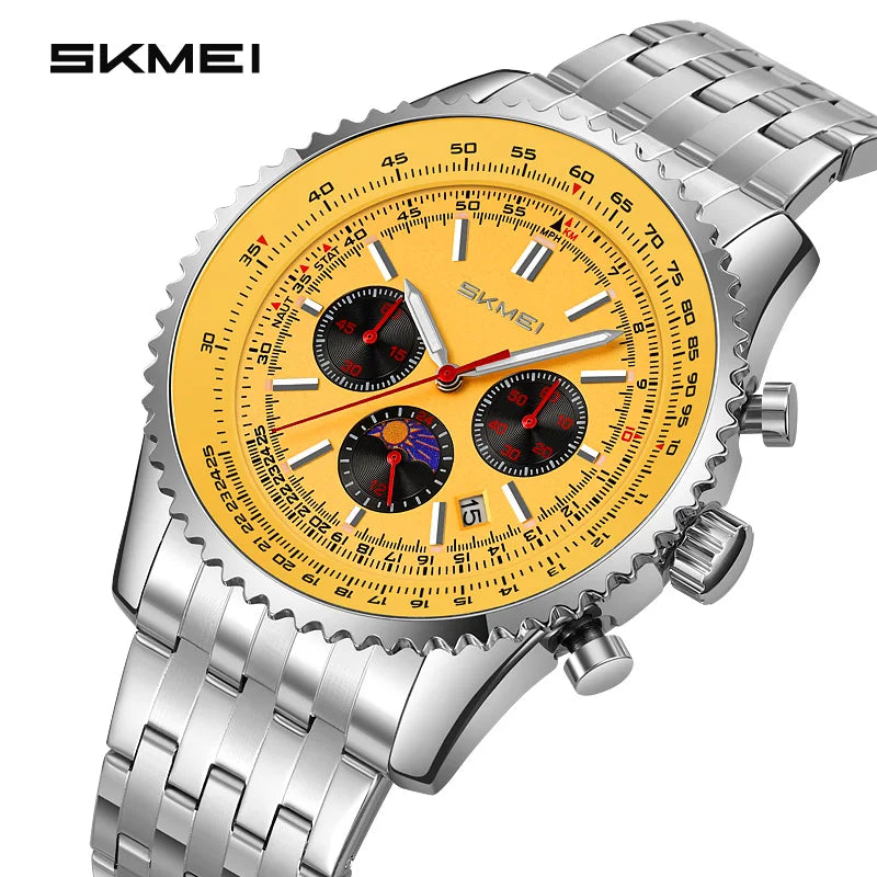 Luxury Men's Moon Phase Waterproof Chronograph Watch - Business Style