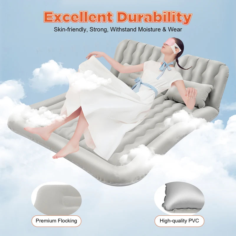 Inflatable Car Air Mattress with Pump - Universal Trunk Camping Bed for Travel & Sleeping