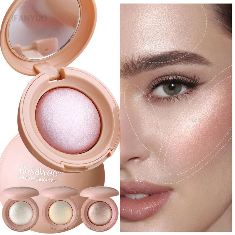 3D Face Highlighter Powder - Silky Baked Glow & Contour Makeup Palette