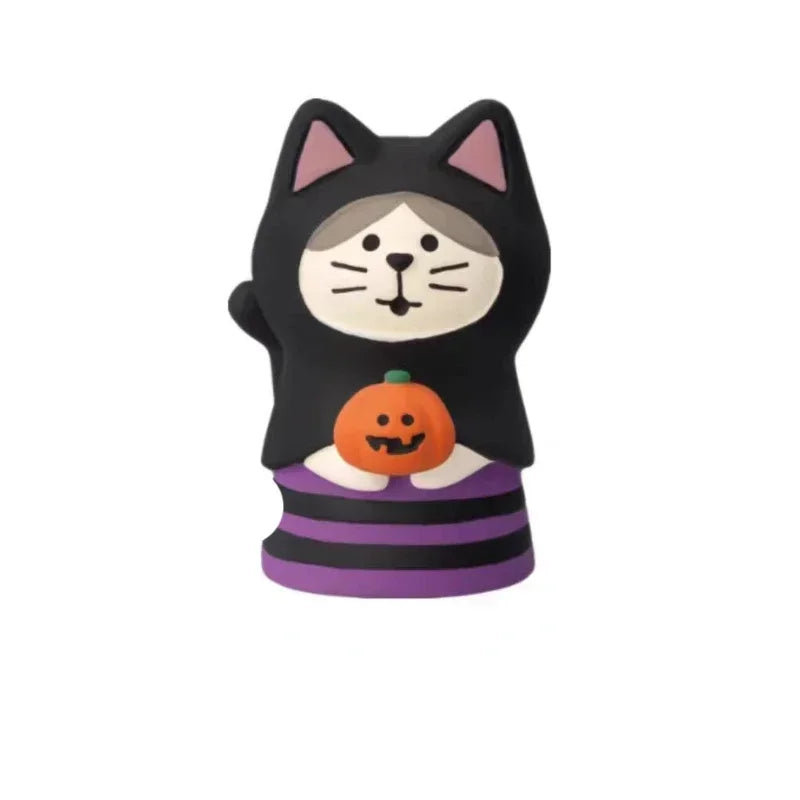 Halloween Pumpkin Night Light Cat Scene Decoration Luminous Resin Ornament - Trendy Creative Gift