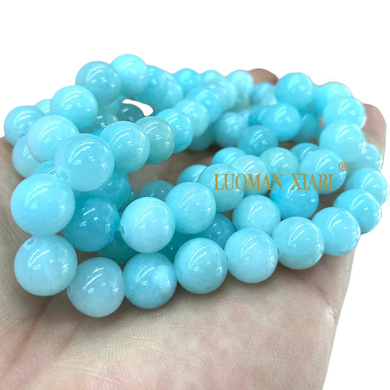 Natural Jade Imitate Kunzite Tourmaline Amber Loose Round Beads for Jewelry Making