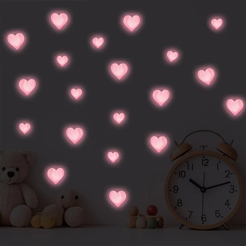 Pink Love Glow in The Dark Wall Decals for Nursery & Home Decor