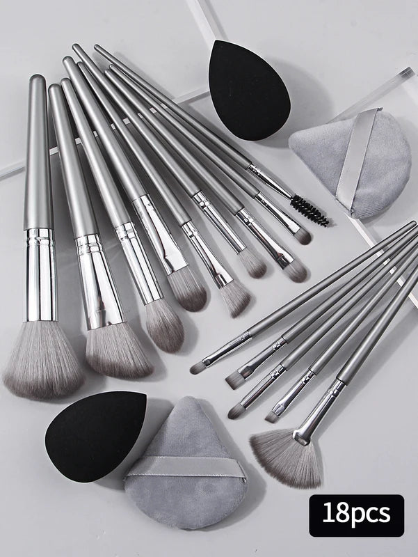 14Pcs Makeup Brush Set with Dual Use Egg & Sponge - Portable Cosmetic Tools