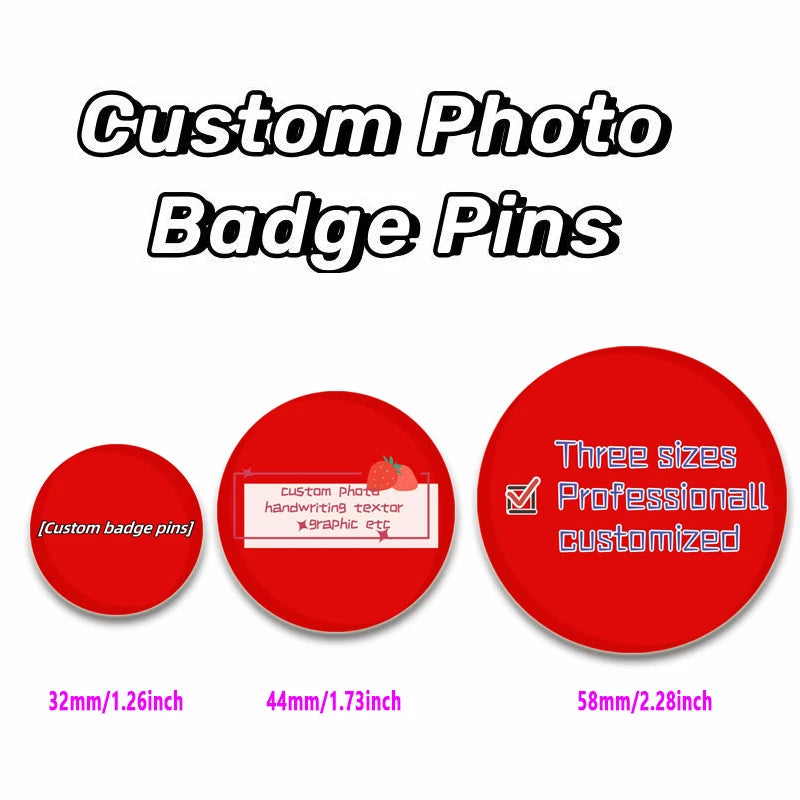 Personalized Round Photo Badge Brooch Pin - Custom Handwriting Text Gift Accessory