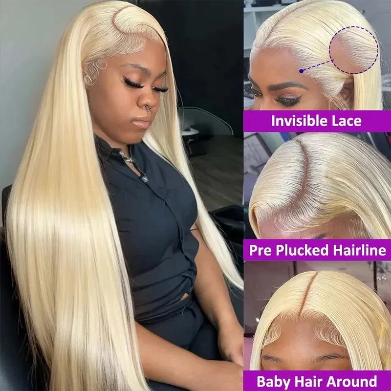 Human Hair Lace Front Wig 13x4 13x6 HD Blonde 613 Straight Wigs 300 Density