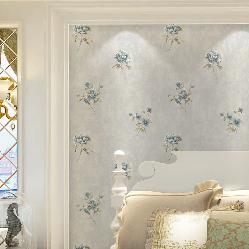 Floral Wallpaper for Home Decor - Small Pastoral Wall Covering for Bedroom & Living Room