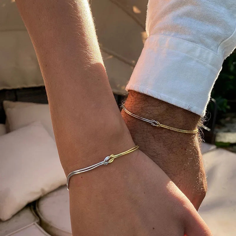 Stainless Steel Knot Snake Chain Bracelet Handmade Jewelry for Valentine's Day