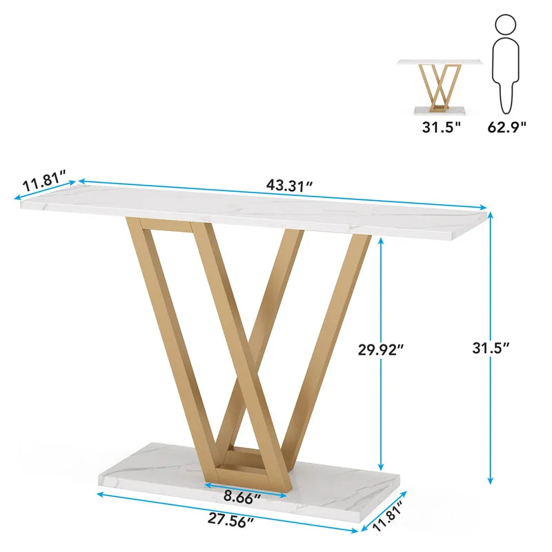 43-Inch Industrial Console Table for Entryway Living Room Hallway - Modern Design