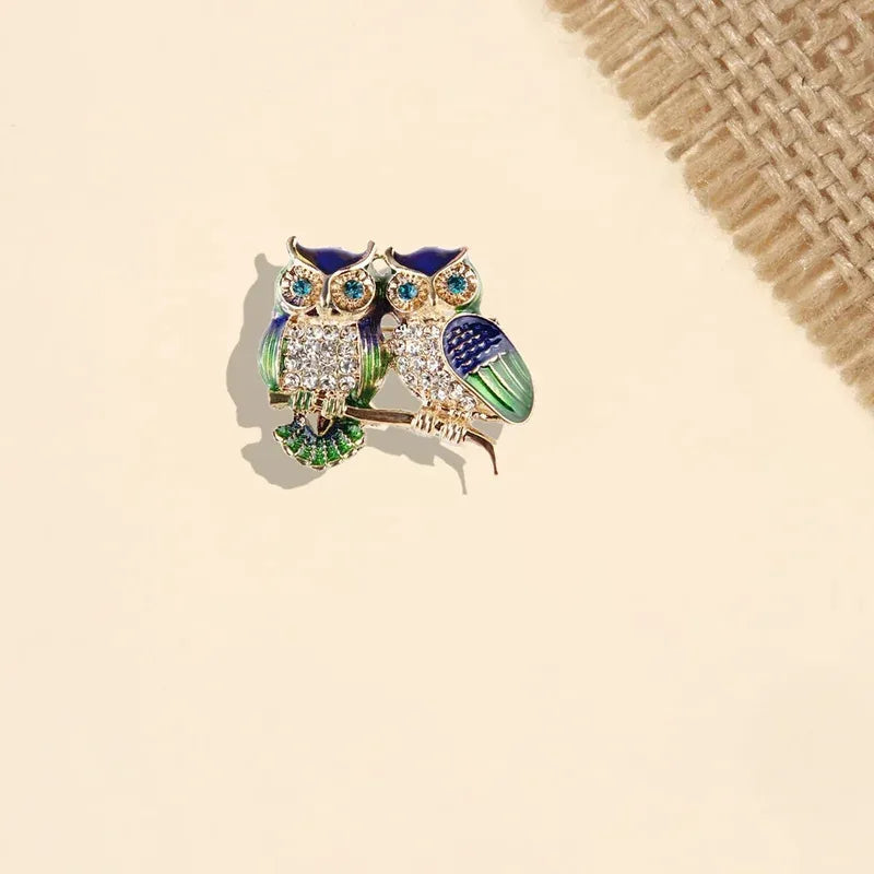 Owl Brooch Pin for Clothing Bags & Scarves - Rhinestone Animal Lapel Accessory
