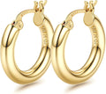 Chunky Hoop Earrings for Women 14K Gold Plated Hypoallergenic Lightweight Jewelry