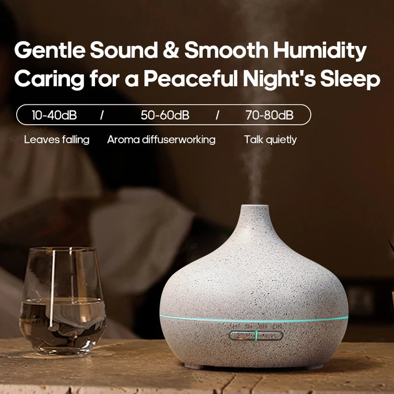 Wood Grain Aromatherapy Diffuser with 300ml Water Tank Ultrasonic Cool Mist Night Light