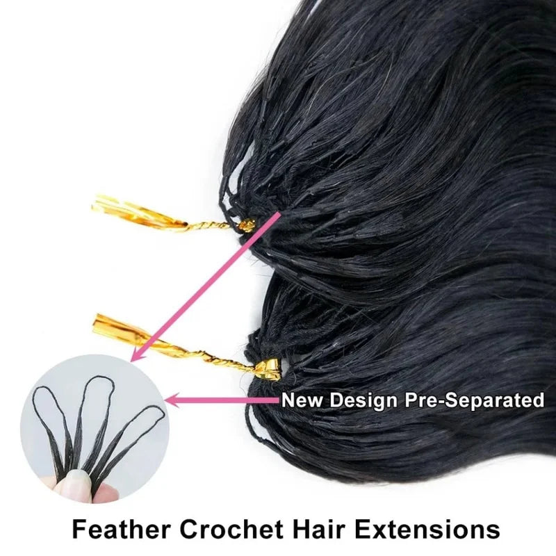Lightweight Body Wave Crochet Hair Extensions Knotless Pre-Separated for Braids & Twists